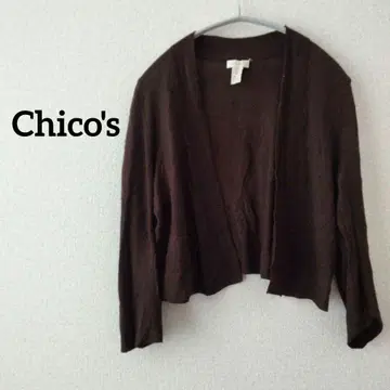 1점 한정 Chico's 브라운 니트 볼레로 가디건