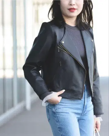 BEAMS HEART 인조 가죽 노카라 블루종 가죽 자켓