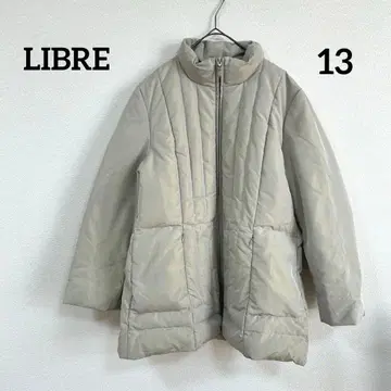 LIBRE 베이지 퀼팅 다운 자켓 광택감 있음