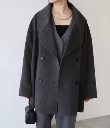 evernavy 울 리버 P코트 차콜 S