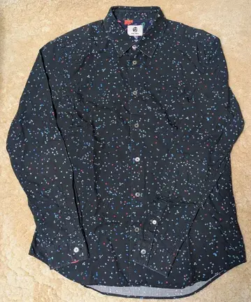 PS 폴 스미스 긴팔 셔츠 퍼즐 패턴 꽃무늬 소매 블랙 L