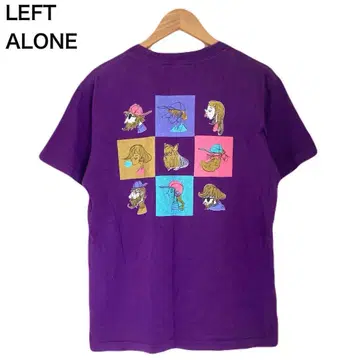 레프트 얼론 아트 백 프린트 원 포인트 T셔츠 반팔 퍼플