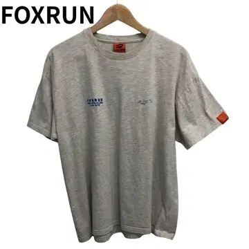 폭스런 여우 애니멀 자수 로고 와펜 그레이 반팔 T셔츠