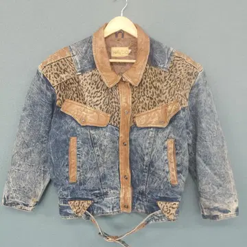 [ ARIZONA ] 데님 자켓 블랙 L 레오파드 무늬