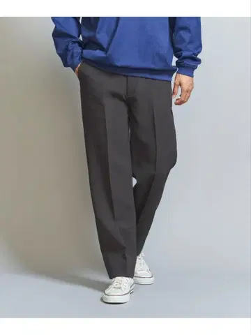 더블 크로스 멜란지 노플리츠 스트레이트 팬츠 슬랙스