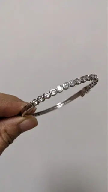 실버 925 큐빅 지르코니아 뱅글 원주 19cm