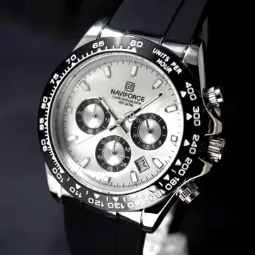 크로노그래프 쿼츠 NAVIFORCE 실버 남성용 워치 보증 포함