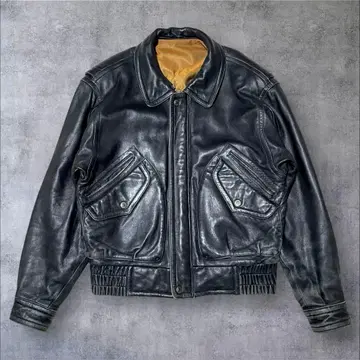 vintage learher bomber jacket black