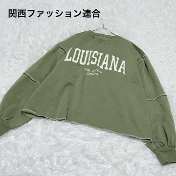 긴팔 트레이닝복 숏 기장 스티치 M 로고 프린트 속기모 풀오버