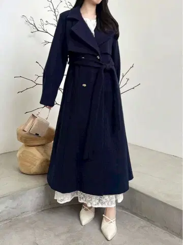 dazzlin 2way 컬러 레이디 코트 네이비 M