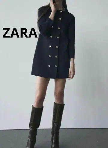 미사용 새상품 현행 ZARA 니트 미니 랩 원피스 네이비 M
