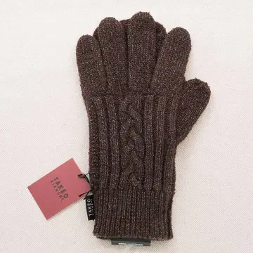 TAKEO KIKUCHI 브라운 장갑 케이블 짜임
