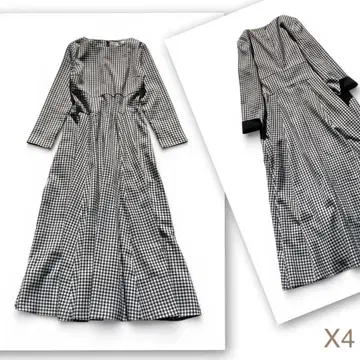 (X4) 젠느 깅엄 체크 패턴 플레어 원피스 사이즈S 기장121