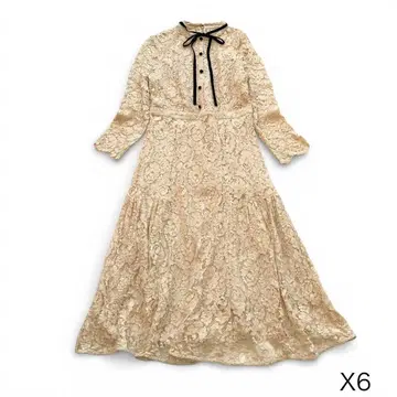 (X6) 셀프라이드 보타이 원피스 전체 레이스 사이즈 38 기장 111