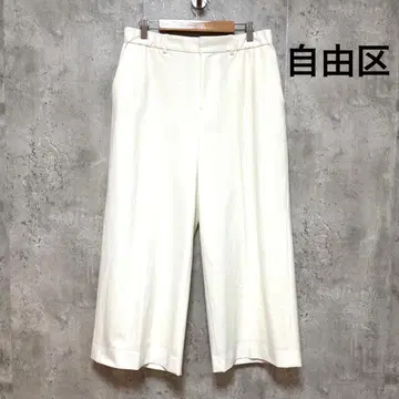 [ 자유구 ] 캐주얼 와이드 팬츠 화이트 44 빅 사이즈 여유 허리밴딩