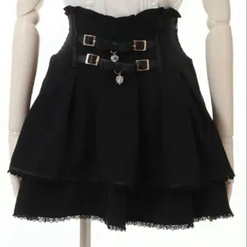 LIZLISA 2단 리본 벨트 치마바지 리즈리사 블랙