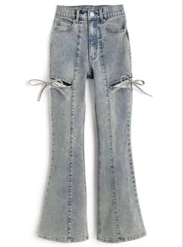 GRL 사이드 컷 아웃 리본 플레어 팬츠 [ cu578 ]