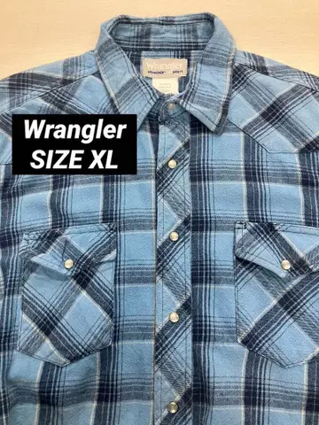 Wrangler 블루 계열 체크 무늬 플란넬 셔츠