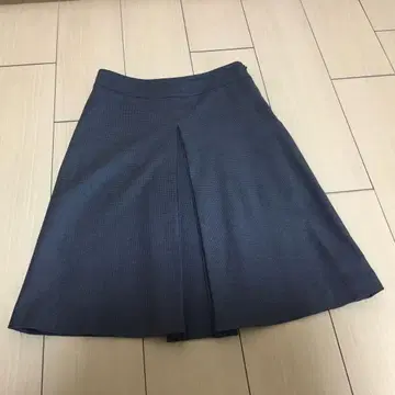 Kiton 100% 울 플리츠 스커트 다크 그레이