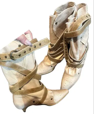 y2k 부츠 베이지 부츠 헤이세이 그런지 YELLO