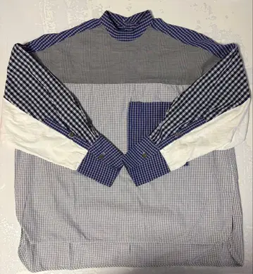 나곤스탠스 체크 무늬 하이넥 셔츠 (긴팔)