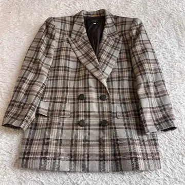 레리안 체크 무늬 울 더블 자켓 11호