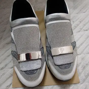 레어 디자인 세르지오로시 라메 실버 스니커즈 슬립온