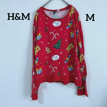 H&M 크리스마스 맨투맨 트리 화려한 올 패턴 팝 분장 코스프레