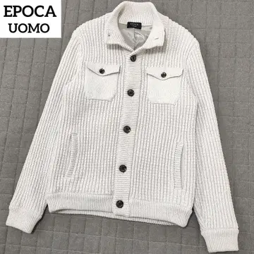 에포카 우오모 니트 자켓 버튼 로고 입체 디자인 라이트 그레이 48