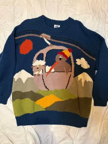 BONZ 네이비 손뜨개질 스웨터 캐릭터 겨울 상품