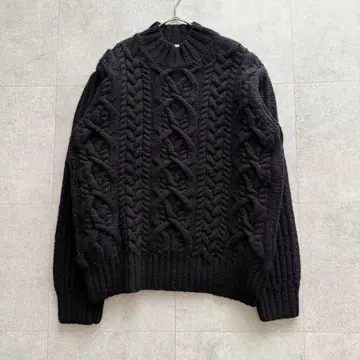 드리스반노튼 23AW 아란 니트 케이블 니트 블랙