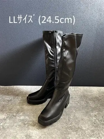 [ 무료배송 ] 통굽 스트레치 롱 부츠 블랙 / LL (24.5cm)