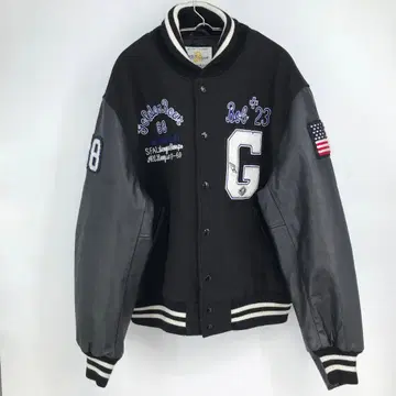 GB 스포츠 바시티 자켓 2XL 블랙 소가죽 미국제