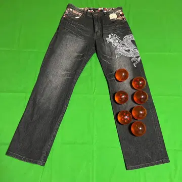 memory special 드래곤 자수 데님 팬츠