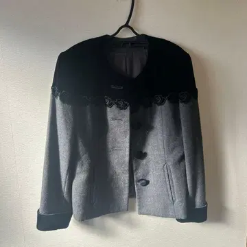 긴자 매기 노카라 자켓 블랙 그레이