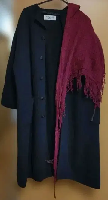 KEI Hayana PLUS 블랙 롱 코트 스톨 포함