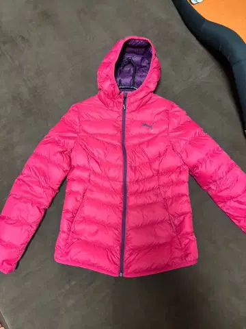 PUMA 후드 부착 다운 자켓 핑크