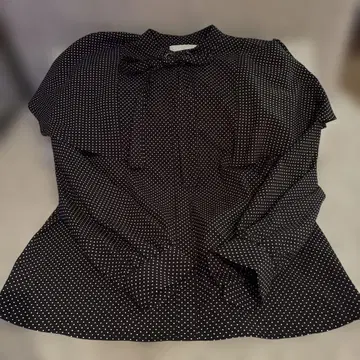 CLOFORD 도트 케이프 보타이 블라우스 블랙