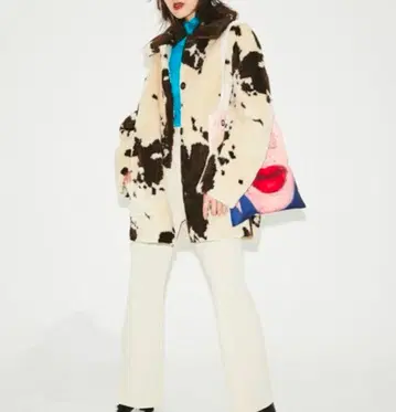 SLY 스라이 소 패턴 카우 보아 무스탕 자켓 F