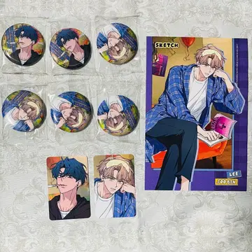 한국 BL BOMTOON 스케치 캔뱃지 트레이딩 카드 시그니처 그리