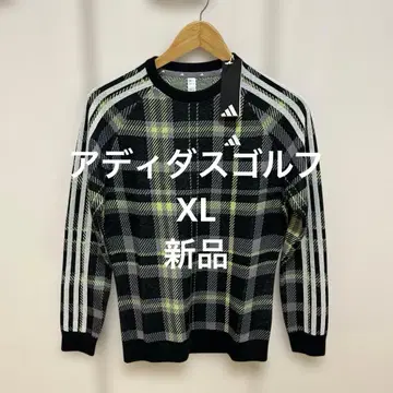 아디다스 골프 니트 체크 블랙 XL 새상품 가을/겨울