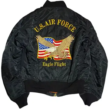 ALPHA 80s USA제 빈티지 백 자수 MA-1 블랙 M