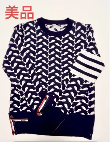 고래 패턴 네이비 스웨터 L