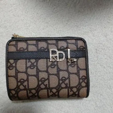 2단 접이식 지갑 브라운 블랙 로고