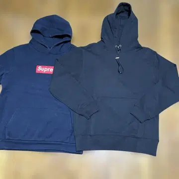 새상품 미사용 남성용 S 사이즈 후드티 2점 묶음 판매 블랙 네이비