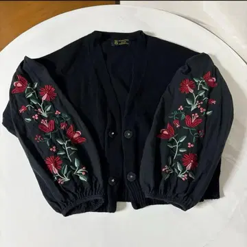 꽃무늬 자수 가디건 레트로 빈티지