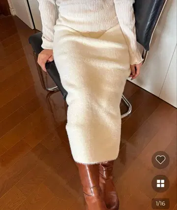 아이보리 니트 타이트 스커트