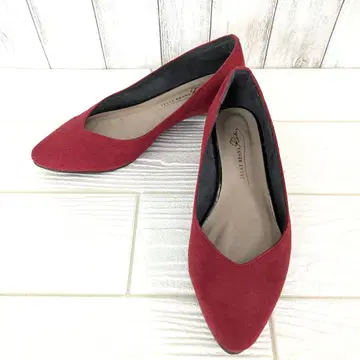 빨간색 스웨이드 스틸레토 플랫슈즈 22.5 JELLY BEANS