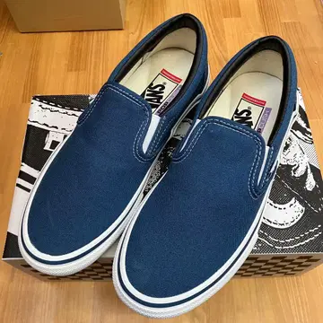 하자품 25.5cm VANS SLIP-ON 네이비 반스 슬립온