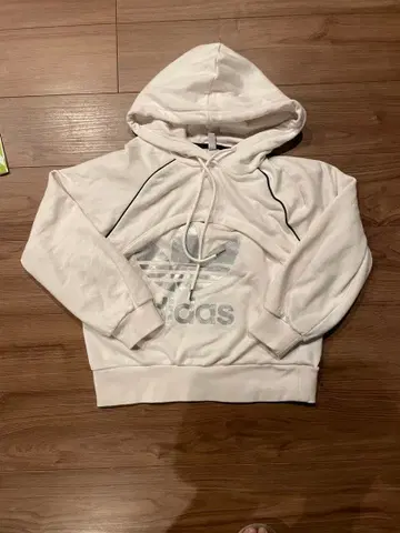 adidas 후드 부착 크롭 후드티 화이트